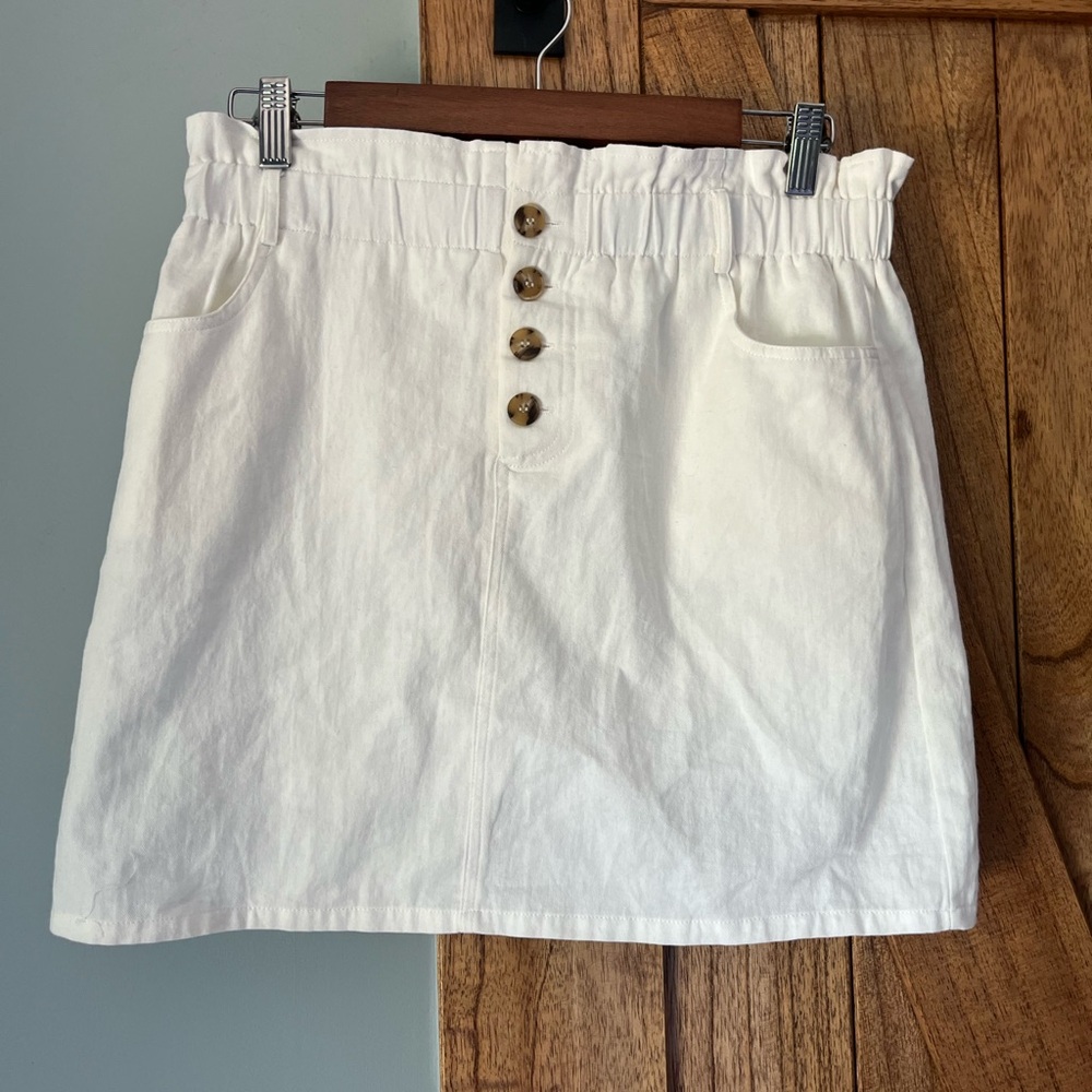Very J Cream Button-Front Skirt